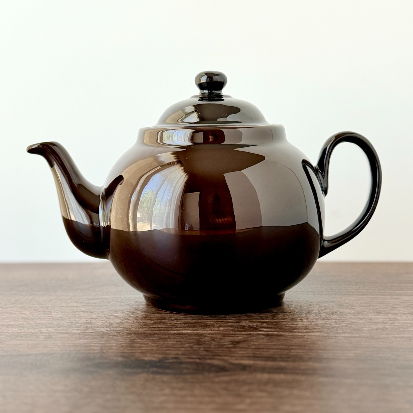 Vintage English Teapot Brown Glazed Ceramic with Lid Made in England