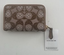 NWT Coach Essential Small Zip Around Card Case CRYSTAL Signature Jacquard CX244