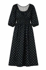 Kate Spade Dress Picture Dot Riviera Navy Green Polka Dot Cotton Midi -L