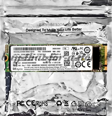 SK Hynix PC611 1TB M.2 2280 NVMe PCIe SSD Lenovo OEM - 100% Wiped & Verified