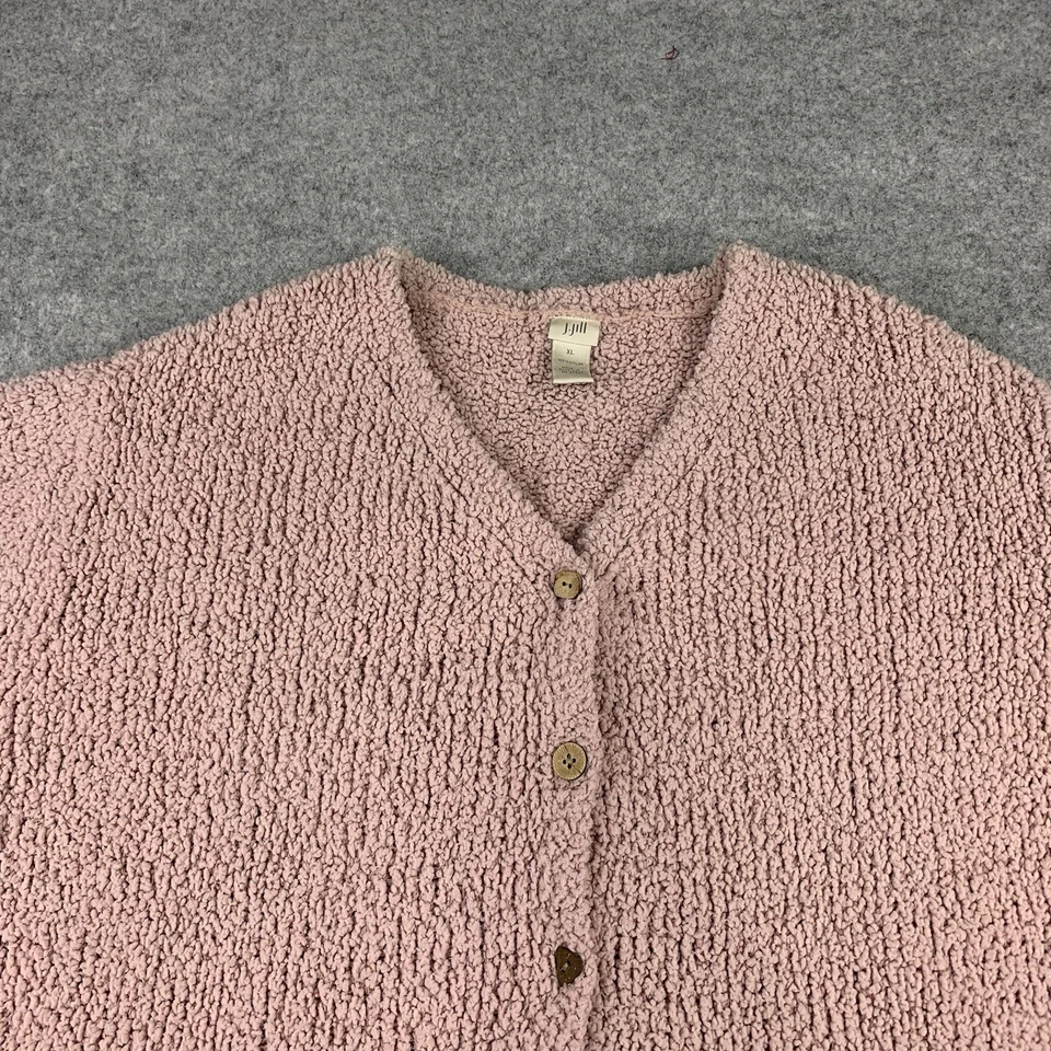 Sudadera para mujer J. Jill talla XL de nailon de gran tamaño rosa sherpa abotonada Foto 2 de 4