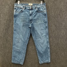 Wrangler Classics Mens Slim Straight Jeans Blue Denim Mid Rise Size 38 Hemmed