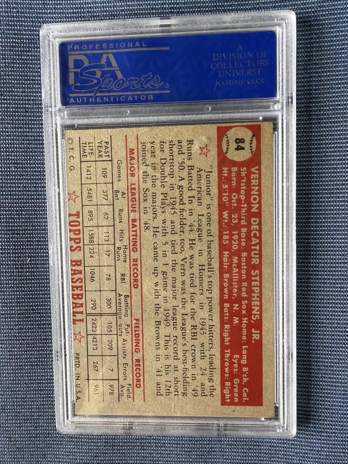 1952 Topps - Vern Stephens #84 view 2