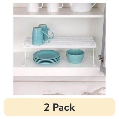 2pack Metal Wire Stacking Shelf Organizer for Kitchen Cabinet and Pantry Storage