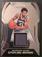 Sterling Brown 17-18 Panini Prizm patch player worn jersey card, Milwaukee Bucks