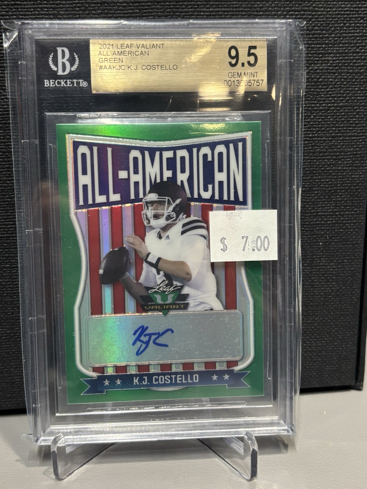 2021 LEAF VALIANT K.J COSTELLO ROOKIE AUTO GREEN /99 BGS 9.5