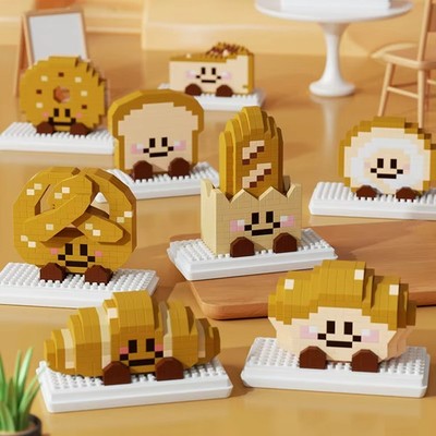 MOC Bread Baguette Croissant Sandwich Toast Building Block Model Kit Toy Gift