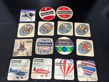 Rare Vintage Group Of 15 Heineken Lager Advertising Beer Mats Breweriana