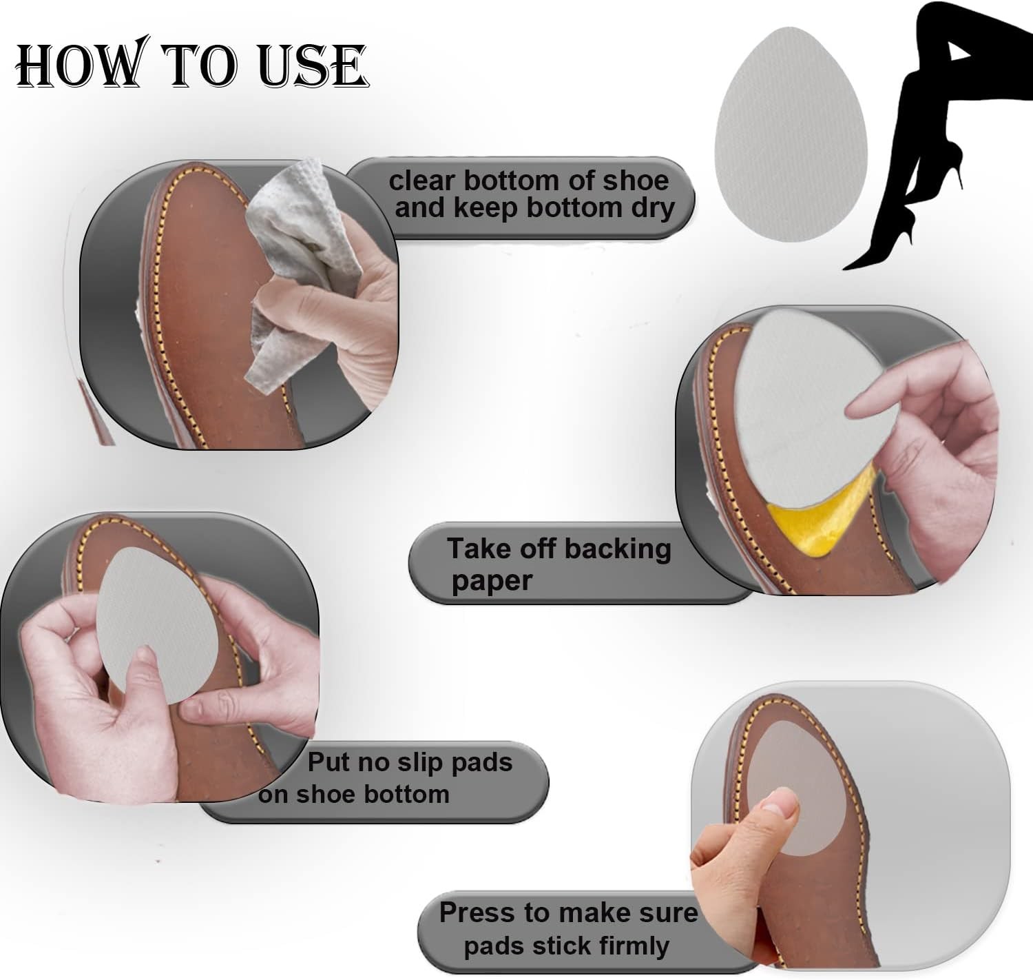 Non-Slip Shoes Pads Sole Protectors Adhesive, High Heels Anti-Slip Shoe Grips (C