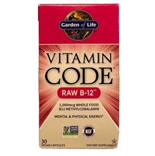 Garden of Life Vitamin Code RAW B-12 1000mcg 30 Vegan Capsules EXP 12/2025