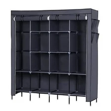 67" Portable Heavy Duty Clothes Closet Wardrobe Clothes Large Storage Organizer