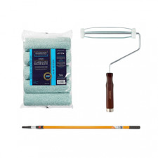 Hamilton 9"Perfection Wooden Handle Frame- 5x Med Pile Rollers - Extension Pole