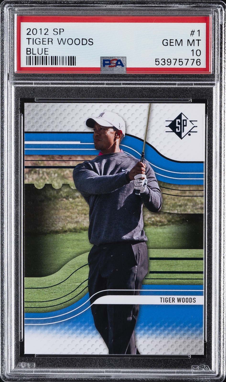 2012 SP AUTH GOLF RETAIL SAPPHIRE #1 TIGER WOODS PSA 10 view 1
