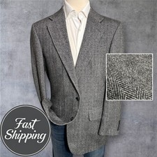 CRICKETEER CAMEL/WOOL Vintage Men Blazer 42L Sport Coat Jacket Heggingbone Gray