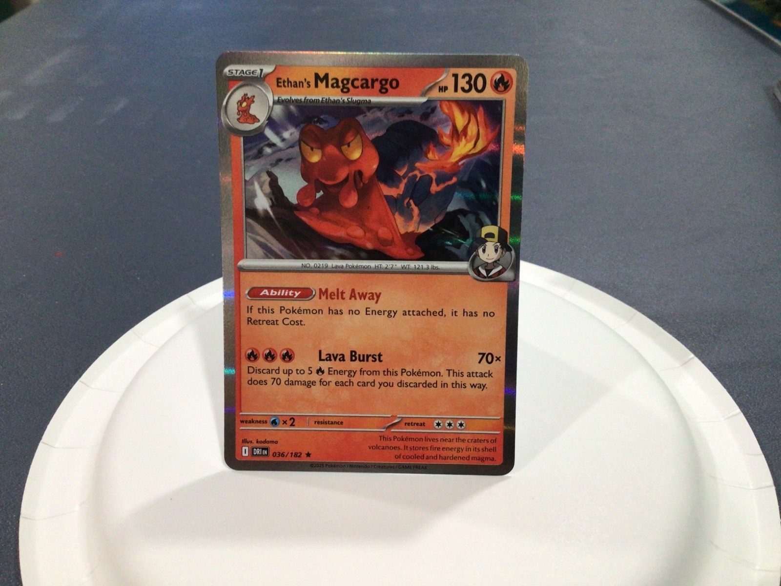POKEMON RARE FOIL HOLO ETHAN’S MAGCARGO 36/182
