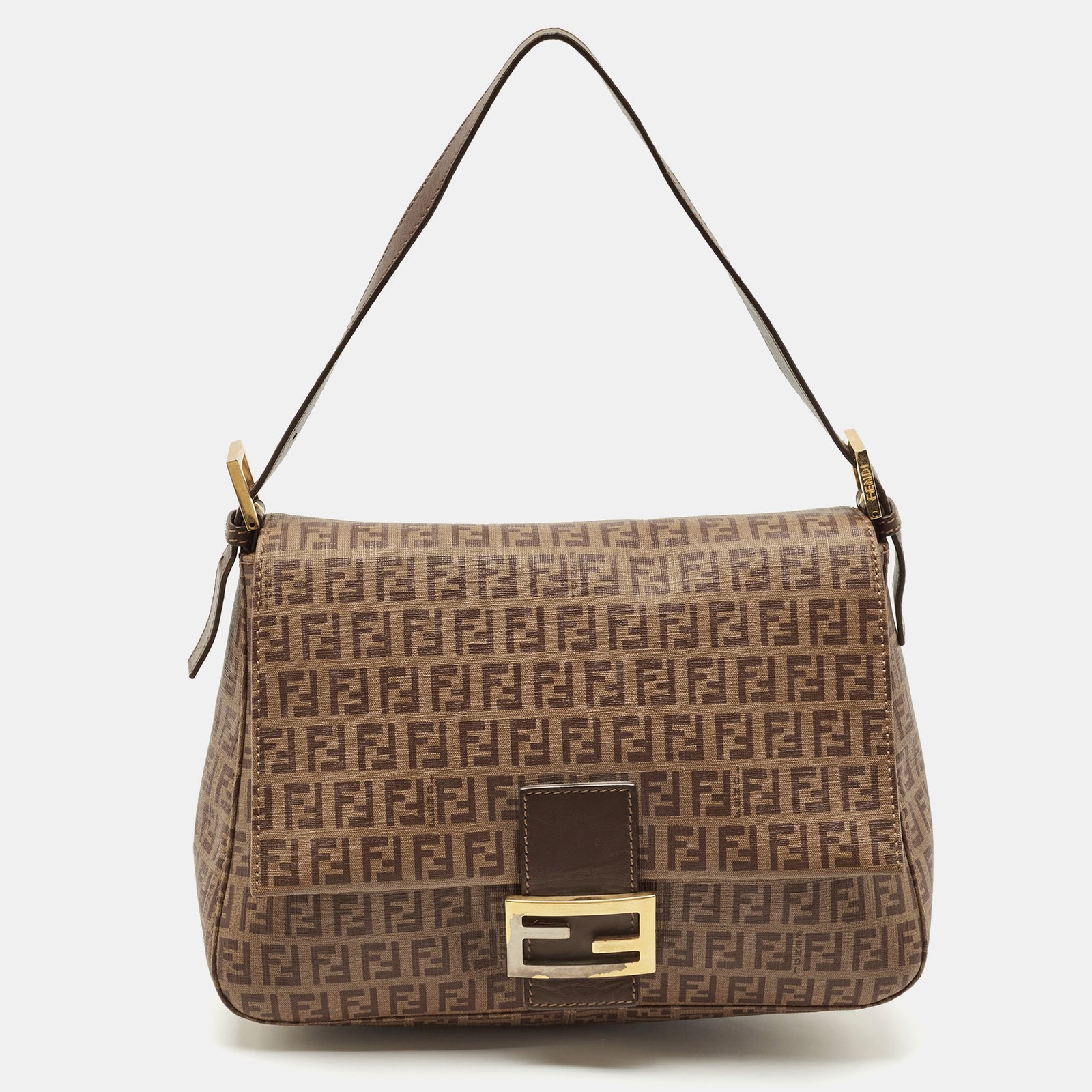 Fendi Zucchino Coated Canvas Mama Forever Shoulder Bag in Brown