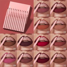 12pc Matte Lip Liner Pencil Set Waterproof Long Lasting Nude Pink Kit