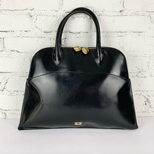 Portafoglio Moschino vintage anni 80 pelle verniciata nera manico superiore