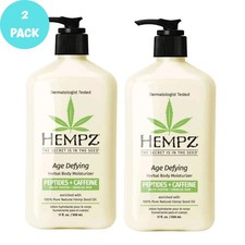 HEMPZ Age Defying PEPTIDES  CAFFEINE Herbal Body Moisturizer 17 fl oz 2 PACK