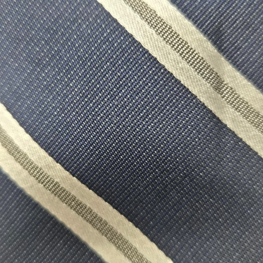 Navy Blue Silver Striped Mens Necktie Classic Formal Business Silk Blend Tie image 3