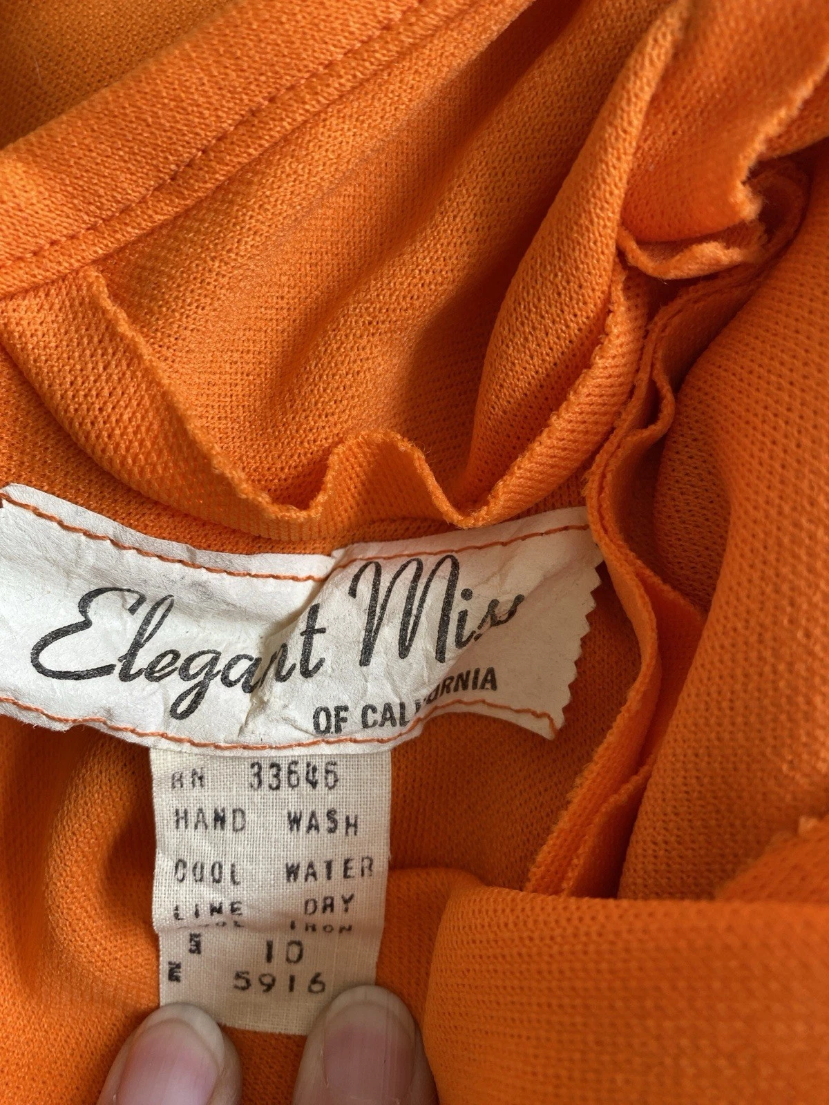 Maxi abito vintage anni 70 elegante Miss California 10 Versace Esque arancione