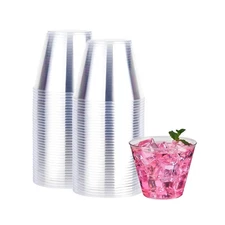 9 oz Clear Plastic Cups 100 packs, Disposable Plastic Party Cups Tumblers, Co...