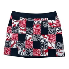 Vineyard Vines Classic Red Black Patch A-Line Skirt Lobster Print Mini sz 4