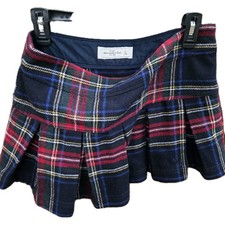 Abercrombie Fitch Y2K Plaid Pleated Micro Mini Skirt Size 4 Wool Blend Preppy