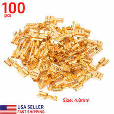 100Pcs Brass Car Speaker Female 4.8mm Spade Terminals Electrical Wire Connectors