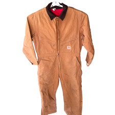 Carhartt Vintage USA Mens 46 S Brown Canvas Duck Insulated Jumpsuit Workwear