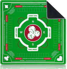 Mahjong Mat for Table with Rules - Non-Slip Noise Reduction Gaming Mat, 31.5X31.