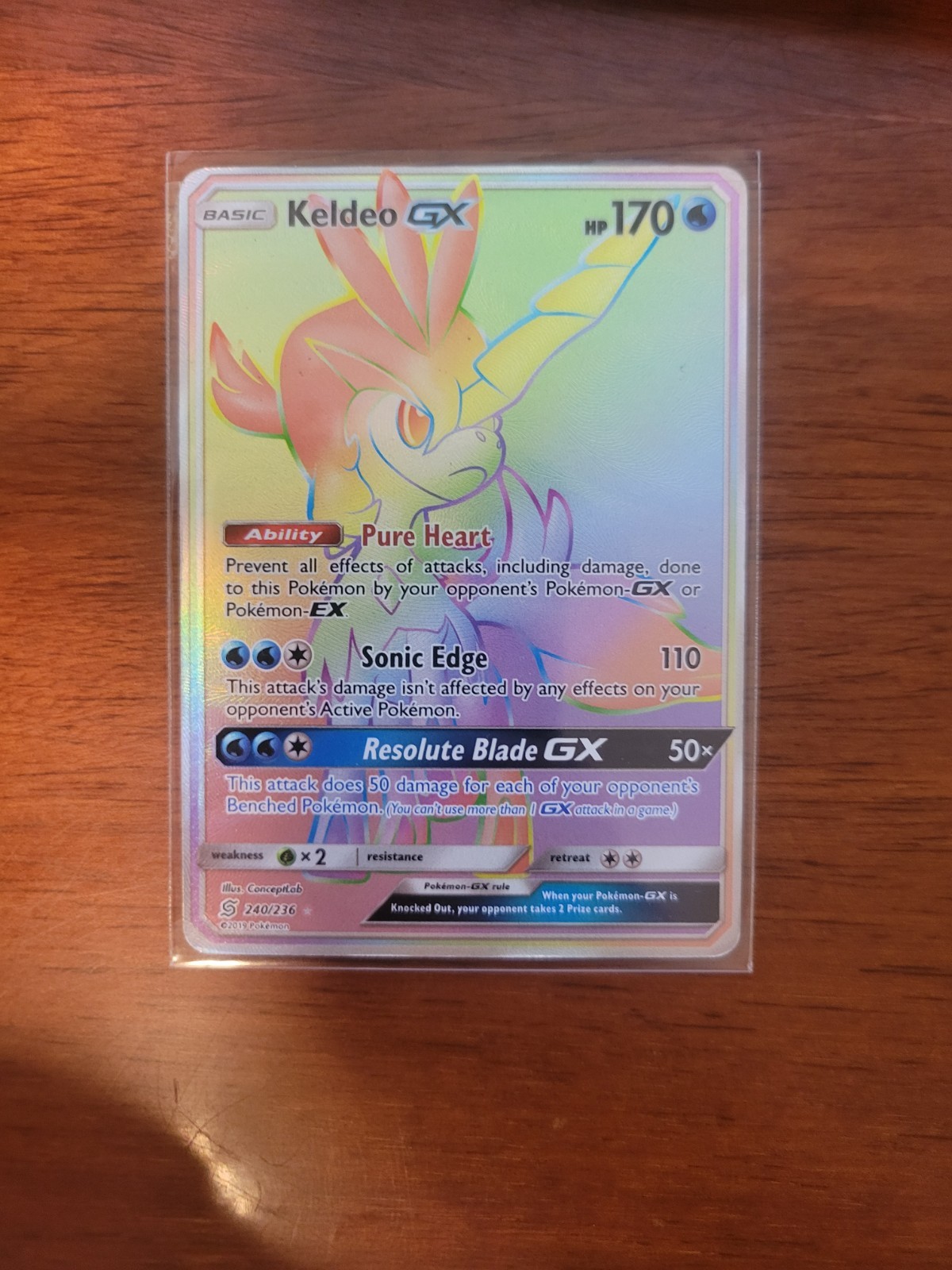 Pokémon Keldeo GX 240/236 Sm-Unified Minds Holo Secret Rare Full Art Rainbow NM