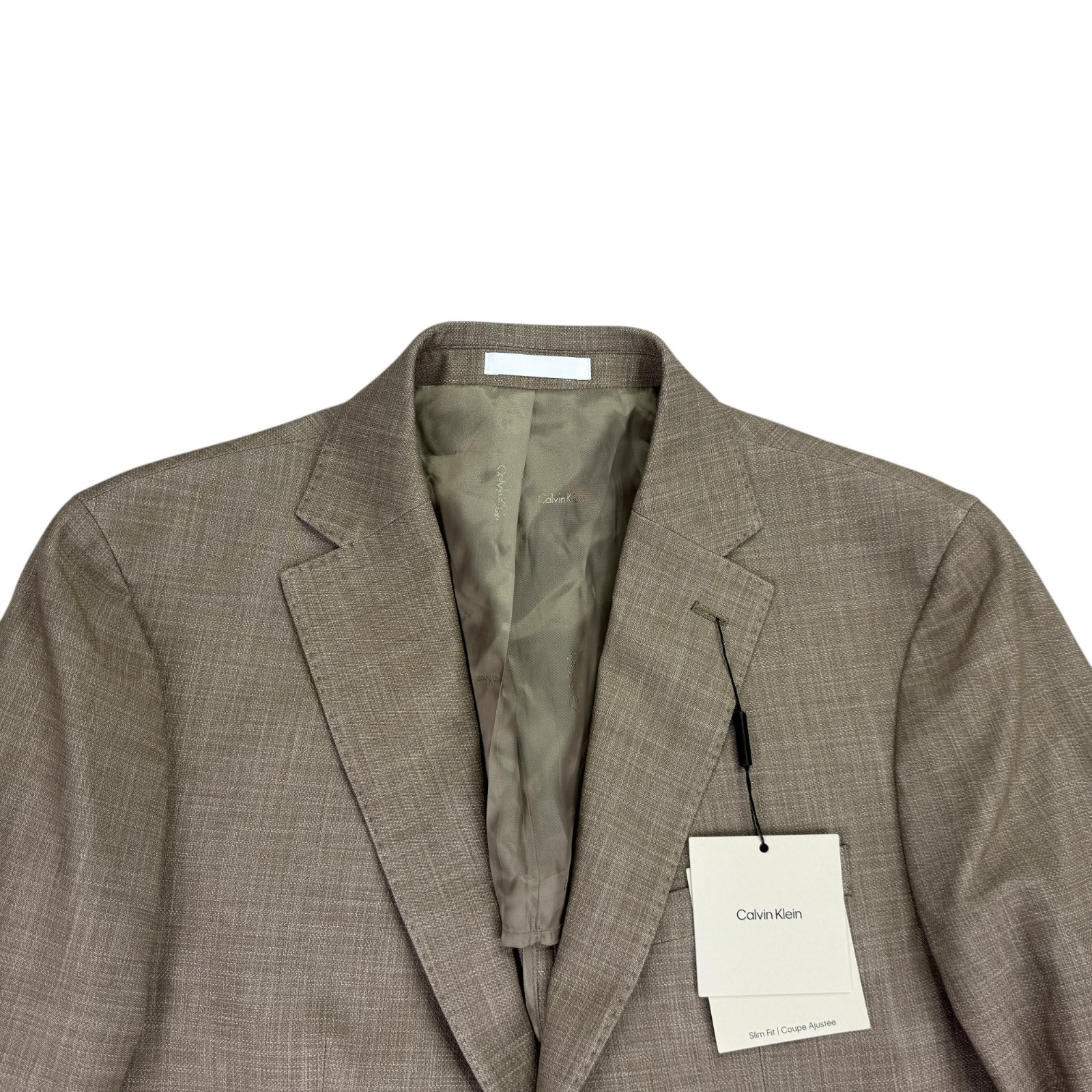 Calvin Klein Mens Mariano Slim Fit Stretch Sport Coat Tan Brown 40L thumbnail 2