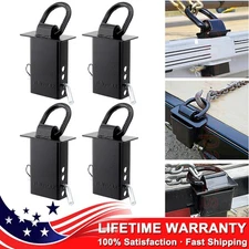New Stake Pocket D Ring Heavy Duty Adjustable Trailer Stake Pocket,Black, 4 Pack