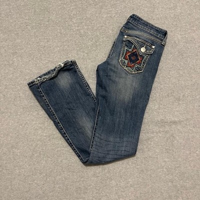 Rock 47 Wrangler Womens Jeans Embroidered Rhinestuds Sz 3x34 Stretch Bootcut Y2K