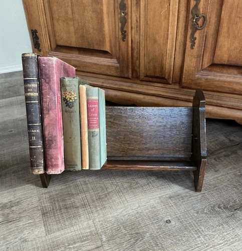 Antique  Oak Book Trough Tabletop Desk Bookshelf Novel Rest Pew Style