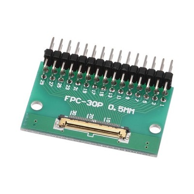 FPC Converter Board Right Angle Pin Header 30P 0.5mm 1.0mm, to DIP 2.54mm
