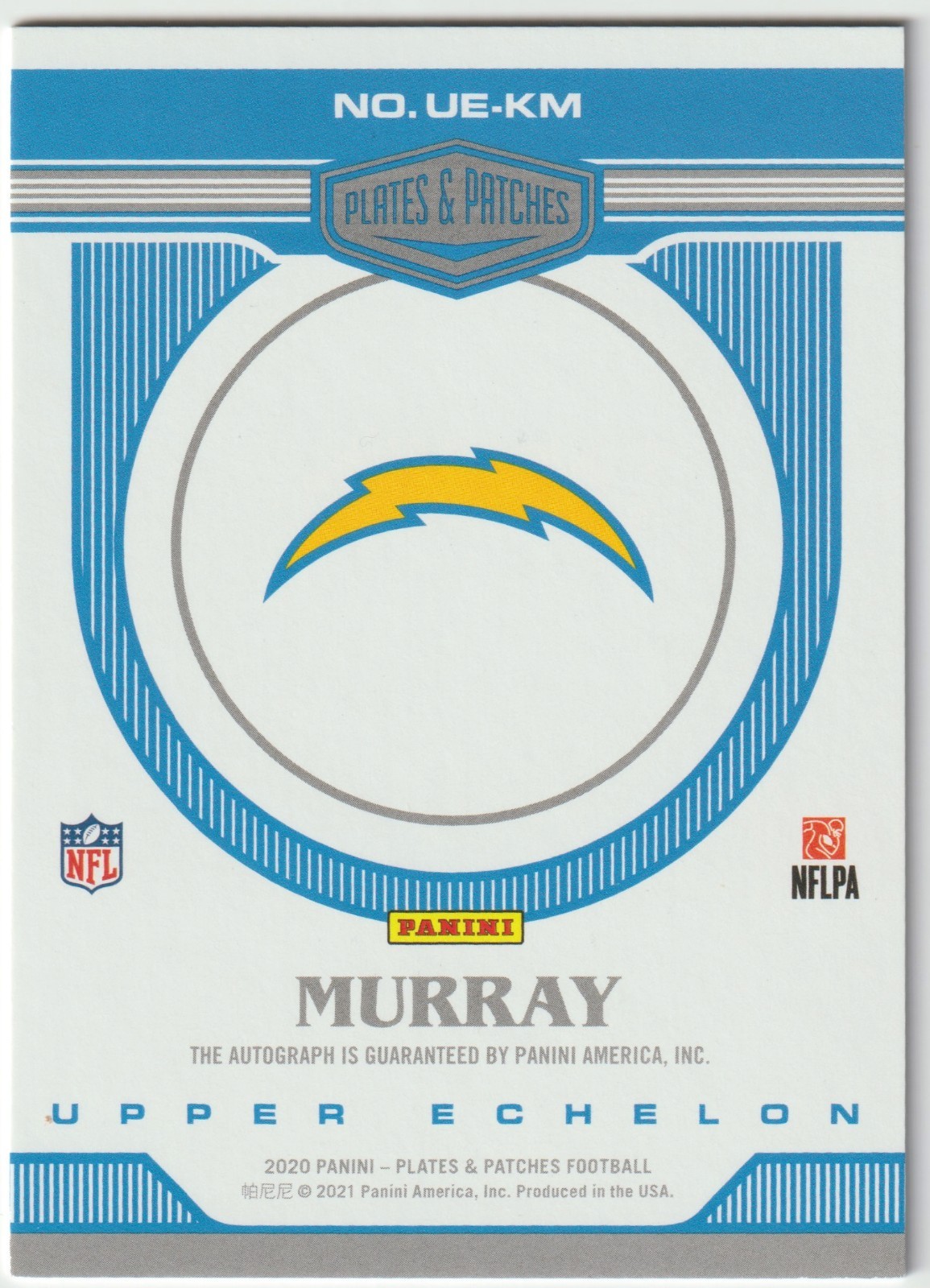 2020 Plates & Patches - Rookie Upper Echelon Auto Kenneth Murray /99 (RC, AU) view 2