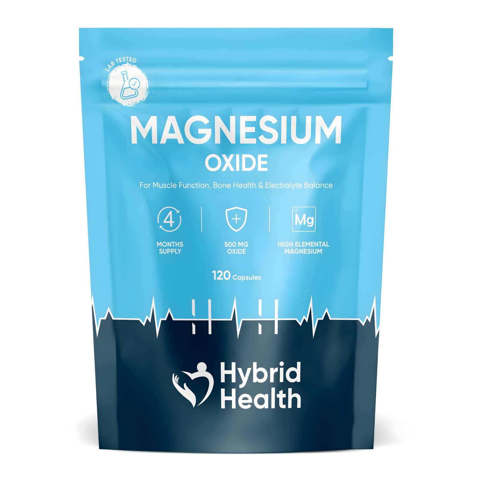 Hybrid Health Magnesium Oxide 500mg Supplement - 120 Vegan Capsule