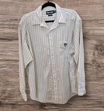 Polo Golf Ralph Lauren Men Kincaid XL White Blue Stripe dress Shirt all Cotton