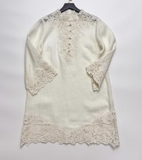 Women Doen White Lace Long Sleeve A-line Loose Mini Dress