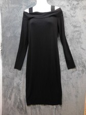 Elie Tahari Dress Womens Medium Black Off Shoulder Bodycon Long Sleeve Knit