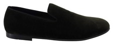 Dolce&Gabbana Men Dark Green Loafers Velvet Low Heel Round Toe Casual Flat Shoes