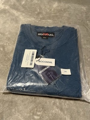 Bocomal long sleeve With Pocket Shirt FR CAT 2 HENLEY 2XL,blue Fire Resistant.