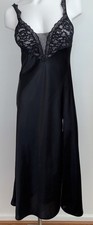Vintage Victoria  s Secret Gold Label Black Lace Satin Long Nightgown Slip Small
