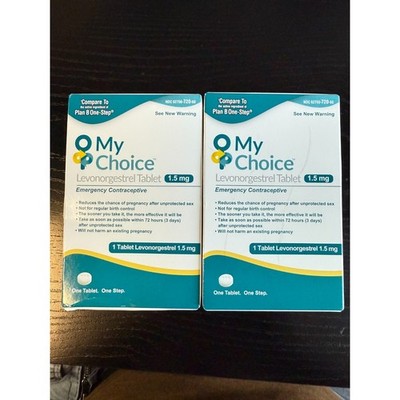 2 Pack My Choice Emergency Contraceptive 1 Tablet Compare to Plan B One Step 04/