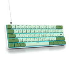 60 Percent Gaming Keyboard Green Matcha 61 Keys Wired Mechanical Red Switch RGB