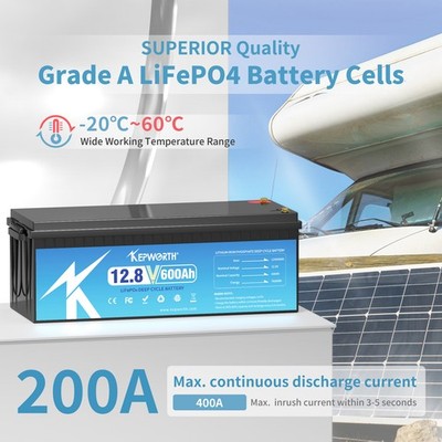 12V 600Ah LiFePO4 Lithium Battery 200A BMS 7680Wh RV Solar Marine Off-Grid Home