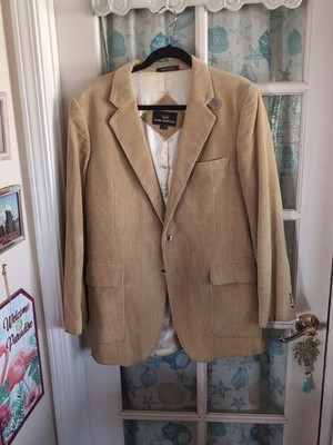 Mens L 40 Tan Corduroy Cortefiel Vtg Jacket Sports Coat Made In Poland