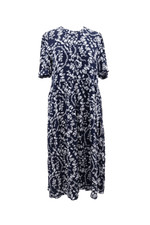 Marks & Spencer Women's Dress Navy Mix Blue Floral Button Round Neck